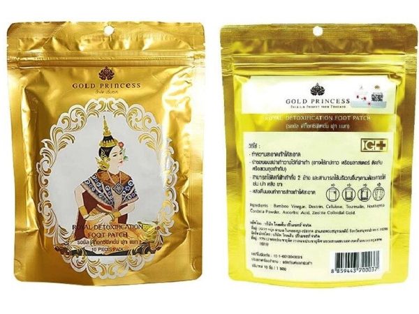 Детокс патчи для ступней с лечебными травами Gold Princess Royal Detoxification Foot Patch, 10 шт., Таиланд