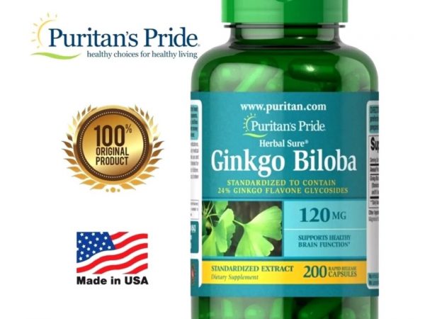 Экстракт Гинкго Билоба, Puritan's Pride Ginkgo Biloba Standardized Extract 120 mg 200 сapsules. США