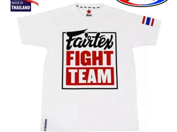 Футболка Fairtex T-Shirt Fairtex Fight Team TST51, Таиланд S БЕЛЫЙ С ЧЕРНО-КРАСНЫМ ПРИНТОМ