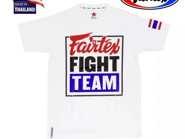 Футболка Fairtex T-Shirt Fairtex Fight Team TST51, Таиланд S БЕЛЫЙ С КРАСНО-СИНИМ ПРИНТОМ