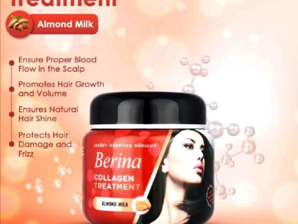 Коллагеновая маска для волос восстанавливающая Berina Collagen Treatment+Almond Milk, 500 мл. Таиланд