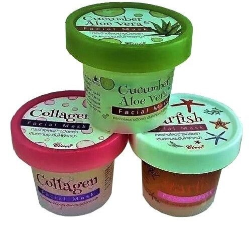 Маска для лица с Коллагеном Civic Collagen Facial Mask, 100 мл., в ассортименте, Таиланд алое вера + огуречный экстракт