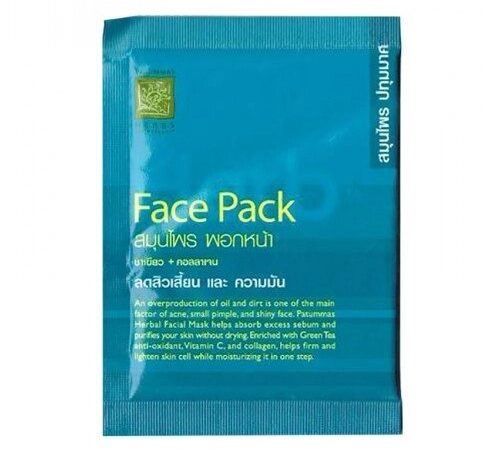 Очищающая порошковая маска - скраб с зелёным чаем и коллагеном PATUMMAS FACE PACK 10 g