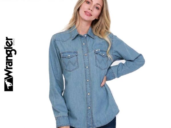 Рубашка женская джинсовая Wrangler Denim, модель WR W262R202 (оригинал) L