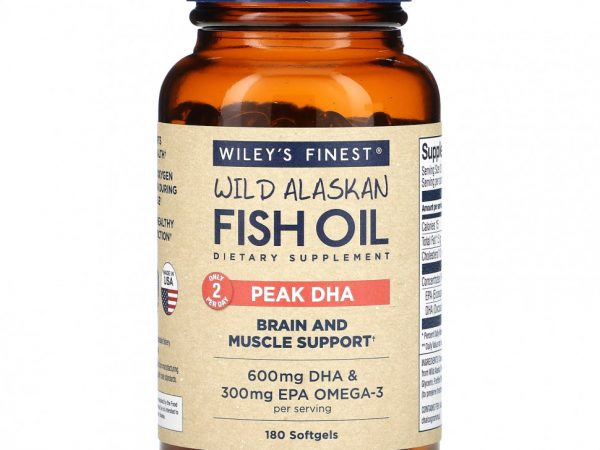Wiley's Finest, Wild Alaksan, рыбий жир, пиковая ДГК, 180 мягких таблеток