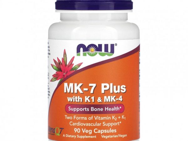 NOW Foods, MK-7 Plus с K1 и MK-4, 90 растительных капсул