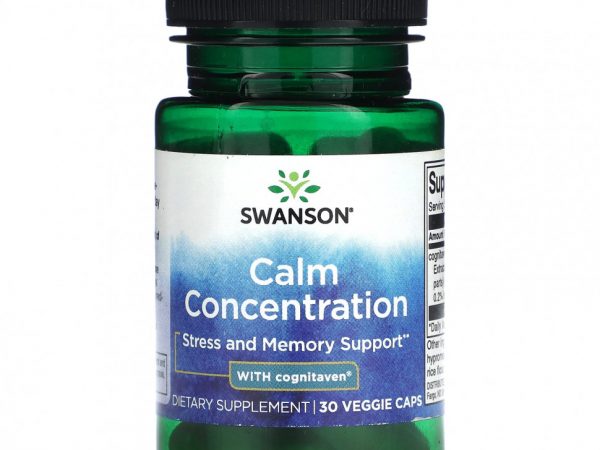 Swanson, Успокаивающая концентрация с Cognitaven, 30 растительных капсул