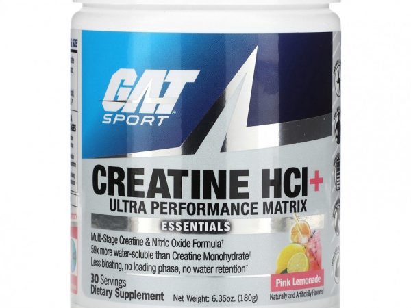 GAT, Sport, гидрохлорид креатина с добавкой Ultra Performance Matrix, розовый лимонад, 180 г (6,35 унции)