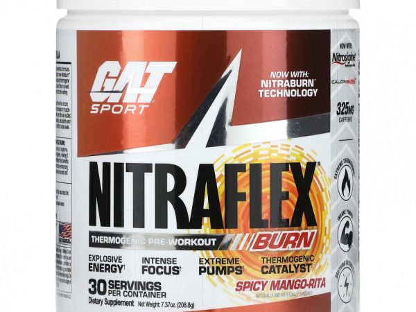 GAT, Sport, NITRAFLEX Burn, пряный манго-рита, 208,8 г (7,32 унции)