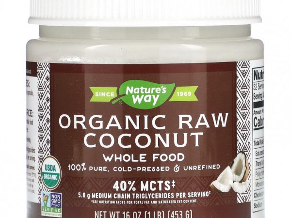 Nature's Way, Органический необработанный кокос, цельные продукты, 453 г (16 унций)