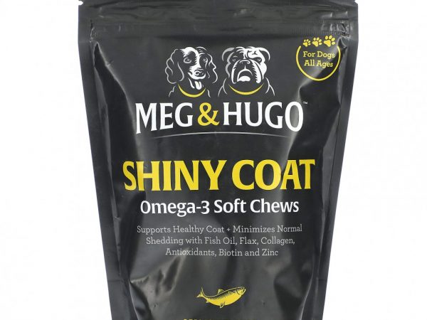 Meg & Hugo, Shiny Coat, жевательные таблетки с омега-3, для собак, для всех возрастов, лосось, 120 жевательных таблеток, 360 г (12,7 унции)
