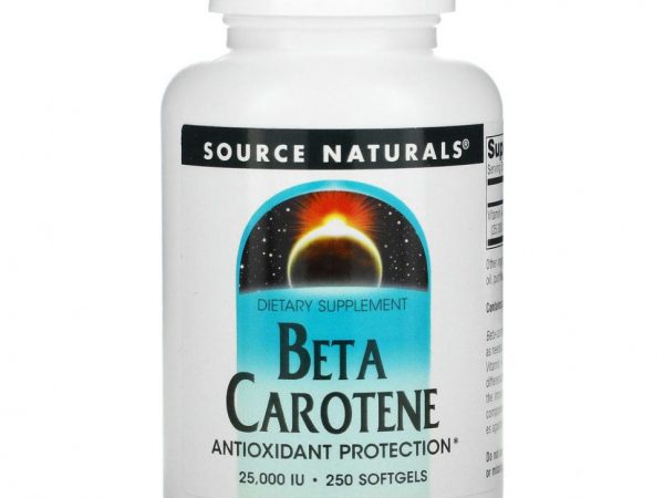 Source Naturals, бета-каротин, 25 000 МЕ, 250 мягких таблеток