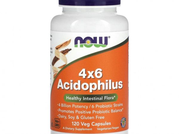 NOW Foods, 4x6 ацидофильные бактерии, 120 растительных капсул