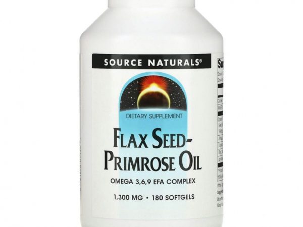 Source Naturals, Льняное масло и масло примулы вечерней, 1300 мг, 180 капсул