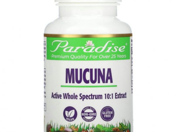 Paradise Herbs, мукуна, 60 вегетарианских капсул