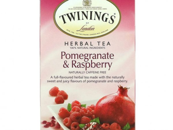 Twinings, травяной чай, гранат и малина, без кофеина, 20 чайных пакетиков, 40 г (1,41 унции)