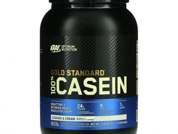 Optimum Nutrition, Gold Standard 100% Casein, казеин со вкусом печенья и сливок, 909 г (2 фунта)