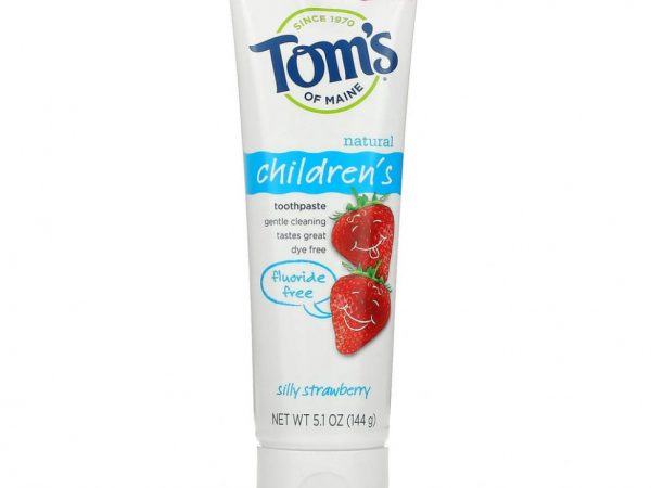 Tom's of Maine, Натуральная детская зубная паста, без фторидов, глупая клубника, 5,1 унции (144 г)