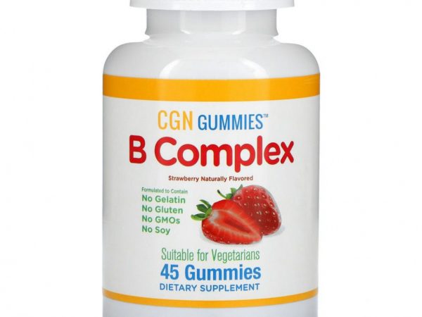 California Gold Nutrition, Жевательные таблетки с комплексом витаминов группы B, без желатина и глютена, натуральный клубничный вкус, 45 жевательных таблеток