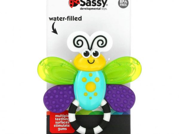 Sassy, Inspire The Senses, прорезыватель в виде бабочки, для детей от 3 месяцев, 1 шт.