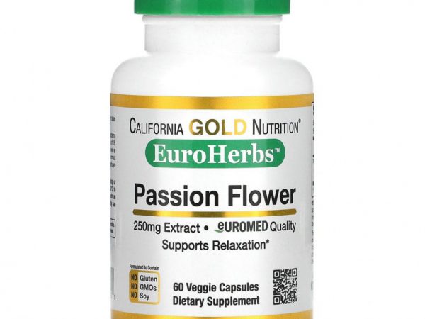 California Gold Nutrition, EuroHerbs, пассифлора, 250 мг, 60 растительных капсул