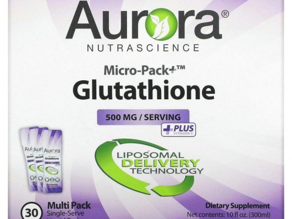 Aurora Nutrascience, Micro-Pack + глутатион, 500 мг, 30 пакетиков по 10 мл (0,34 жидк. Унции)