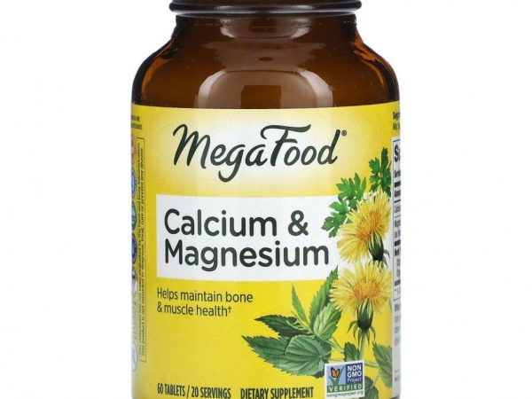 MegaFood, Кальций и магний, 60 таблеток