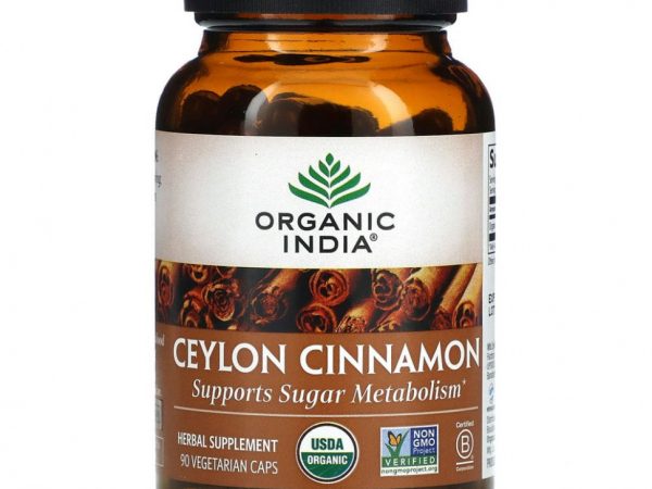 Organic India, Цейлонская корица, 90 вегетарианских капсул