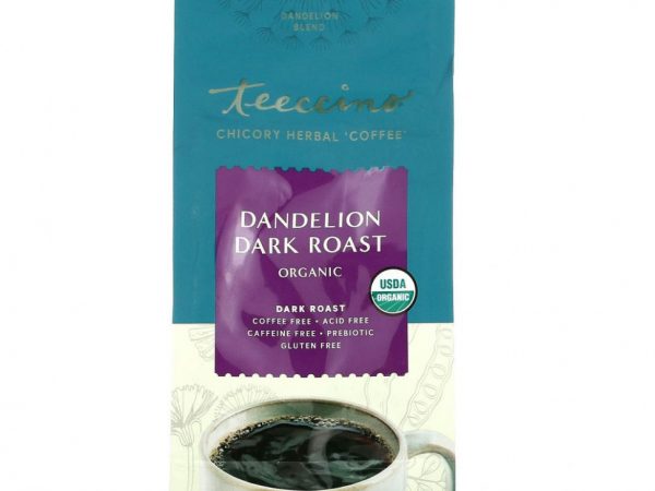 Teeccino, травяной кофе из цикория с одуванчиком, темная обжарка, без кофеина, 284 г (10 унции)