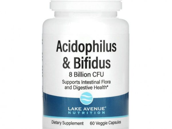 Lake Avenue Nutrition, пробиотики Acidophilus и Bifidus, смесь пробиотиков, 8 млрд КОЕ, 60 растительных капсул