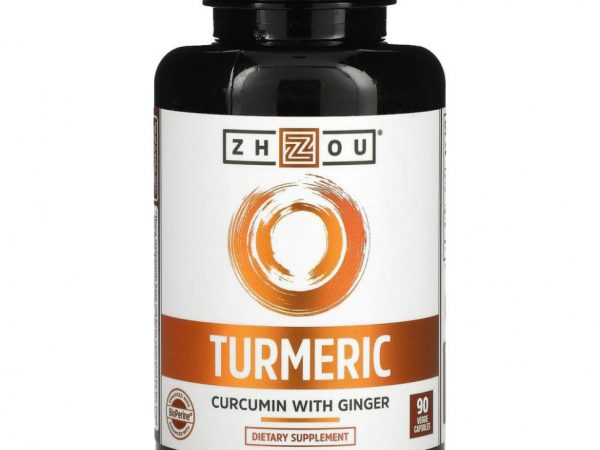 Zhou Nutrition, Куркума, куркумин с имбирем, 90 растительных капсул