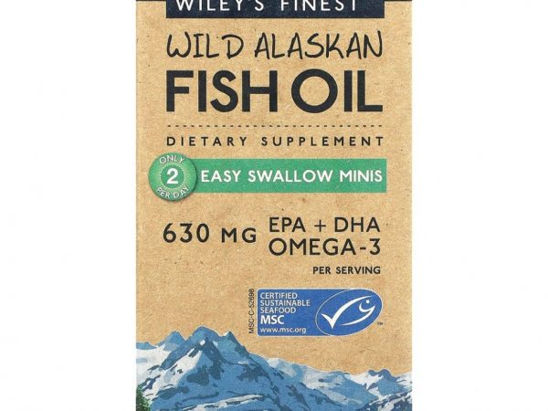Wiley's Finest, жир диких аляскинских рыб, 450 мг, 60 рыбных капсул, которые легко глотать