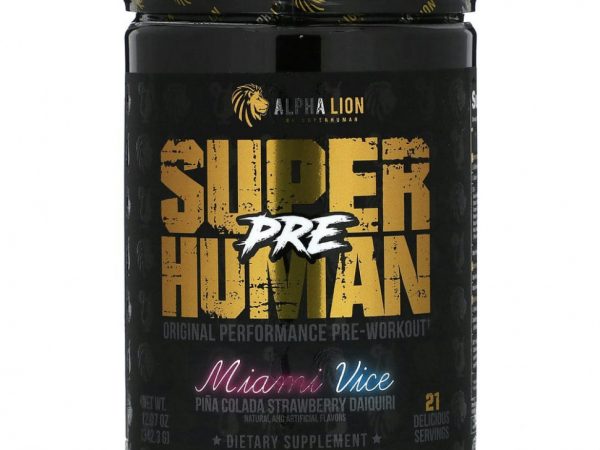 ALPHA LION, SuperHuman Pre, Miami Vice, пина-колада и клубничный дайкири, 342,3 г (12,07 унции)