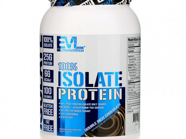 EVLution Nutrition, 100% изолят белка, двойной насыщенный шоколад, 726 г (1,6 фунта)