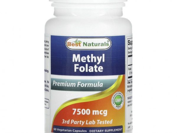 Best Naturals, Метилфолат, 7500 мкг, 60 вегетарианских капсул