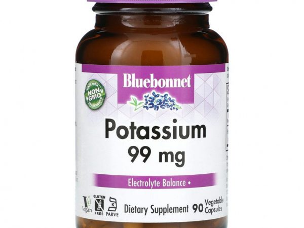 Bluebonnet Nutrition, Калий, 99 мг, 90 растительных капсул