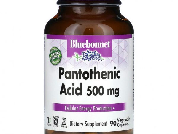 Bluebonnet Nutrition, Пантотеновая кислота, 500 мг, 90 растительных капсул