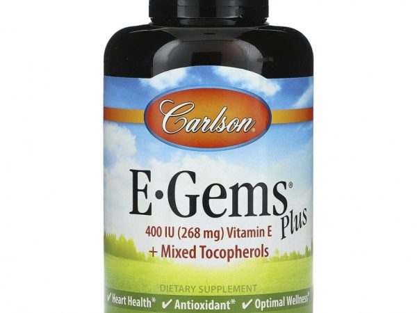 Carlson, E-Gems Plus, 268 мг (400 МЕ), 250 мягких таблеток
