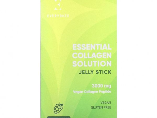 Everydaze, Essential Collagen Solution, желе в стиках, зеленый виноград, 3000 мг, 10 стиков по 20 г (0,7 унции)