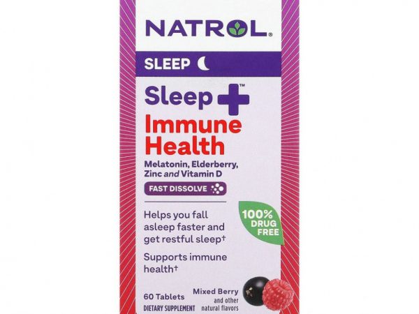Natrol, Sleep + Immune Health, ягодная смесь, 60 таблеток