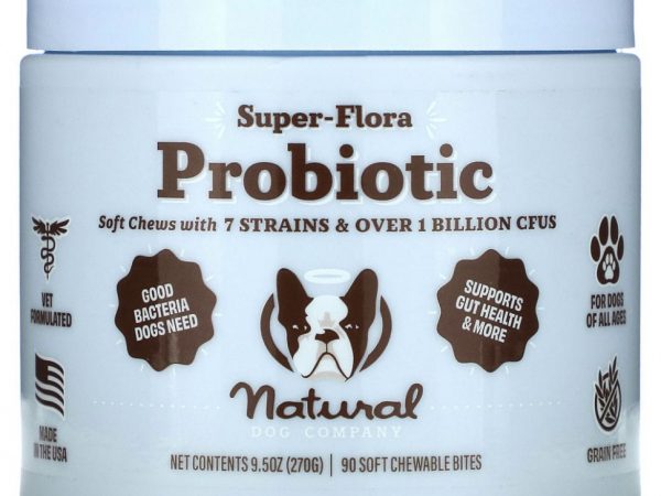 Natural Dog Company, Super-Flora, пробиотик, 90 жевательных кусочков, 270 г (9,5 унции)