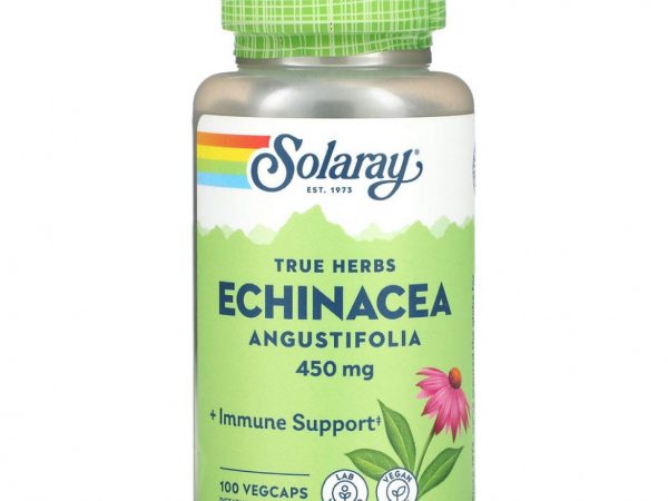 Solaray, True Herbs, эхинацея узколистная, 450 мг, 100 растительных капсул