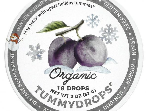 Tummydrops, Органическая зимняя сахарная слива и имбирь, 18 капель, 57 г (2 унции)