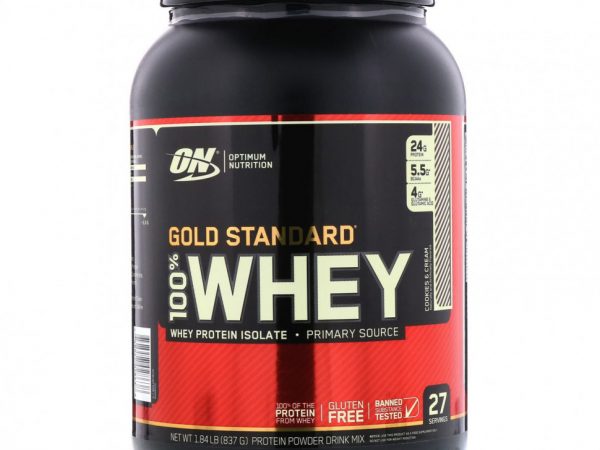 Optimum Nutrition, Gold Standard 100% Whey, сыворотка со вкусом печенья и сливок, 837 г (1,84 фунта)