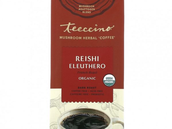 Teeccino, Травяной кофе с грибами, рейши элеутеро, темная обжарка, без кофеина, 284 г (10 унций)