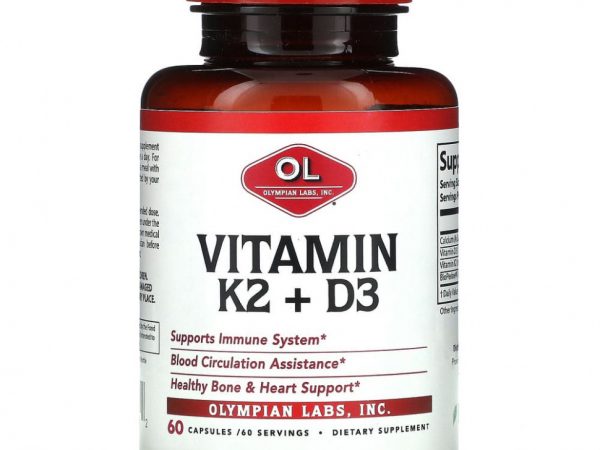 Olympian Labs, Витамин K2 + D3, 60 капсул