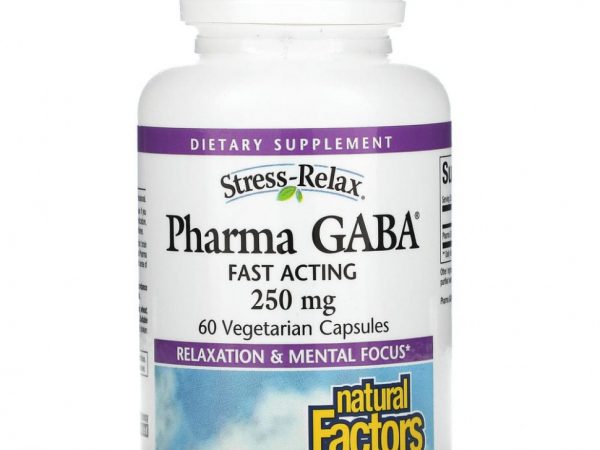 Natural Factors, Stress-Relax, Pharma GABA, 250 мг, 60 вегетарианских капсул