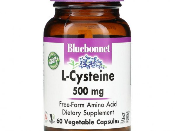 Bluebonnet Nutrition, L-цистеин, 500 мг, 60 растительных капсул