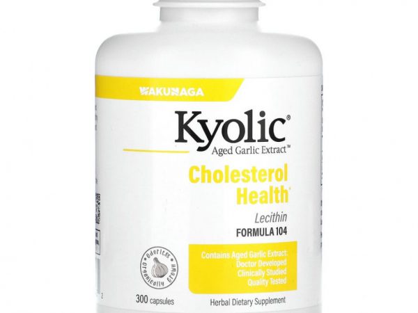 Kyolic, Aged Garlic Extract, экстракт чеснока с лецитином, формула для снижения уровня холестерина 104, 300 капсул