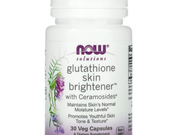 NOW Foods, Solutions, Glutathione Skin Brightene, осветляющее средство для кожи с глутатионом, 30 вегетарианских капсул
